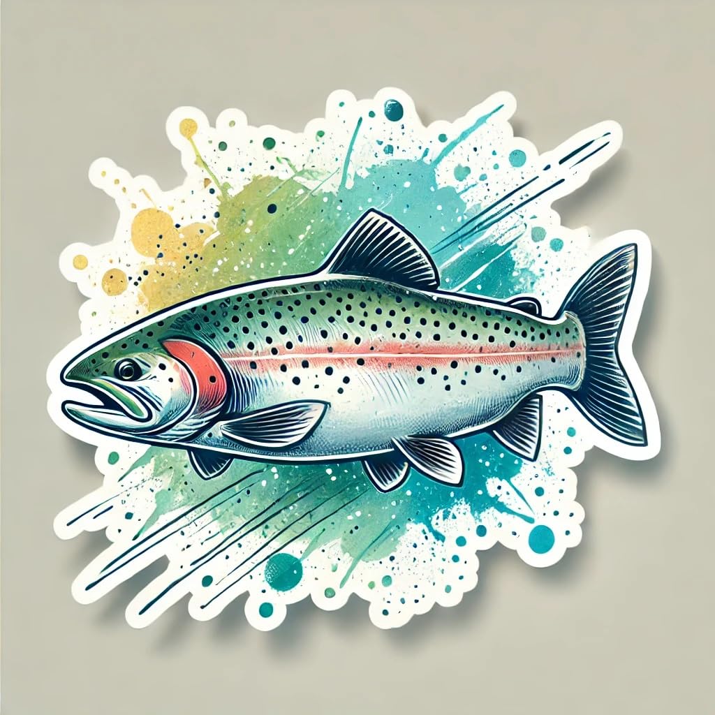Vinyl sticker: Steelhead Trout Decal for Laptop, Wall, Car, Window, Bumper, Sticker with Watercolor Design, Waterproof Auto Truck Vinyl for Water Bottles