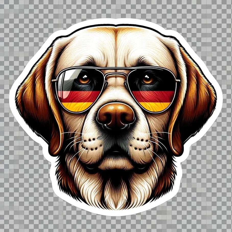 Vinyl sticker: Sticker Labrador Retriever Glasses Flag German Patriotic Dog Vinyl Decal American Flag & Cute Dogs in Glasses USA Pride Canine Waterproof Décor for Laptops Water Bottles Baby Room