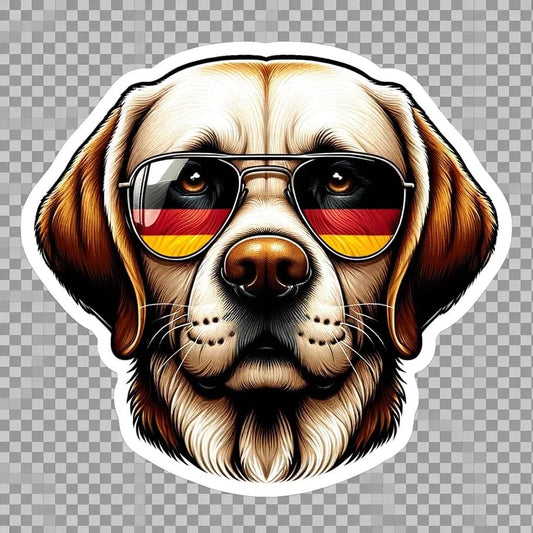 Vinyl sticker: Sticker Labrador Retriever Glasses Flag German Patriotic Dog Vinyl Decal American Flag & Cute Dogs in Glasses USA Pride Canine Waterproof Décor for Laptops Water Bottles Baby Room