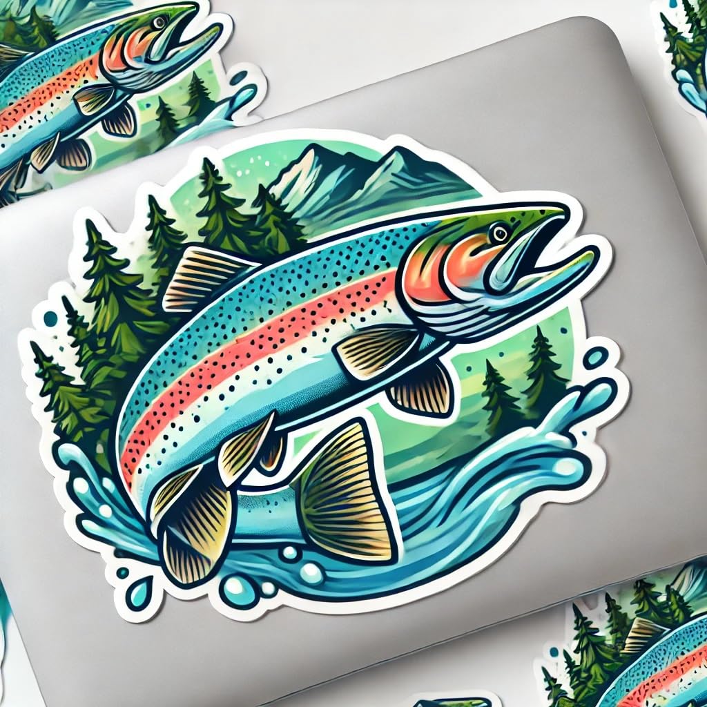 Vinyl sticker: Steelhead Trout Decal for Laptop, Wall, Car, Window, Bumper, Sticker, Truck, Waterproof Auto Vinyl for Water Bottles (4)