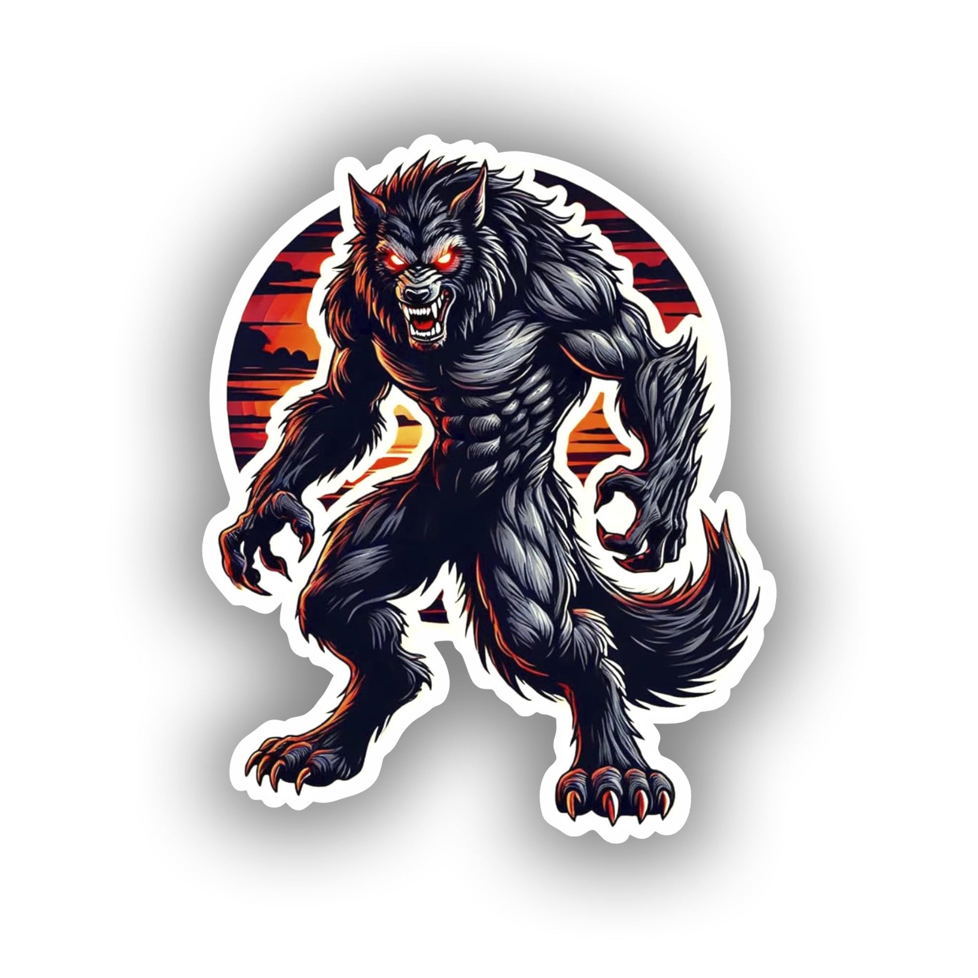 Vinyl sticker: Silhouette Werewolf Sticker for Laptop, Wall, Car, Window, Bumper, Truck - Waterproof Vinyl Decal with Fierce Design and Glowing Eyes (6)