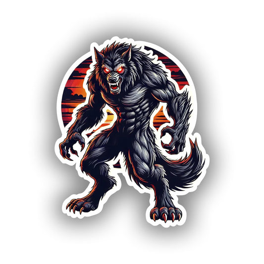 Vinyl sticker: Silhouette Werewolf Sticker for Laptop, Wall, Car, Window, Bumper, Truck - Waterproof Vinyl Decal with Fierce Design and Glowing Eyes (6)