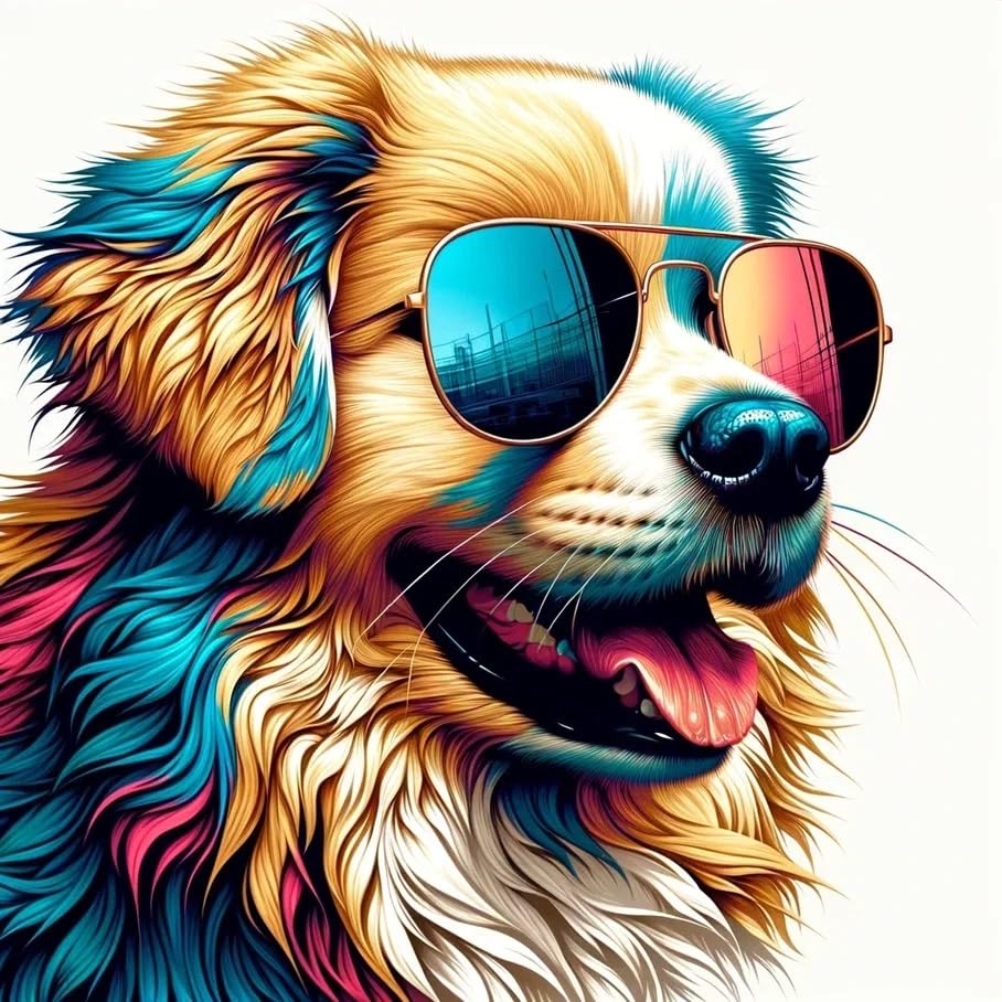 Vinyl sticker: Sticker Golden Retriever Blue Red Glasses Patriotic Dog Vinyl Decal American Flag & Cute Dogs in Glasses USA Pride Canine Waterproof Décor for Laptops Water Bottles Animal Theme (4")