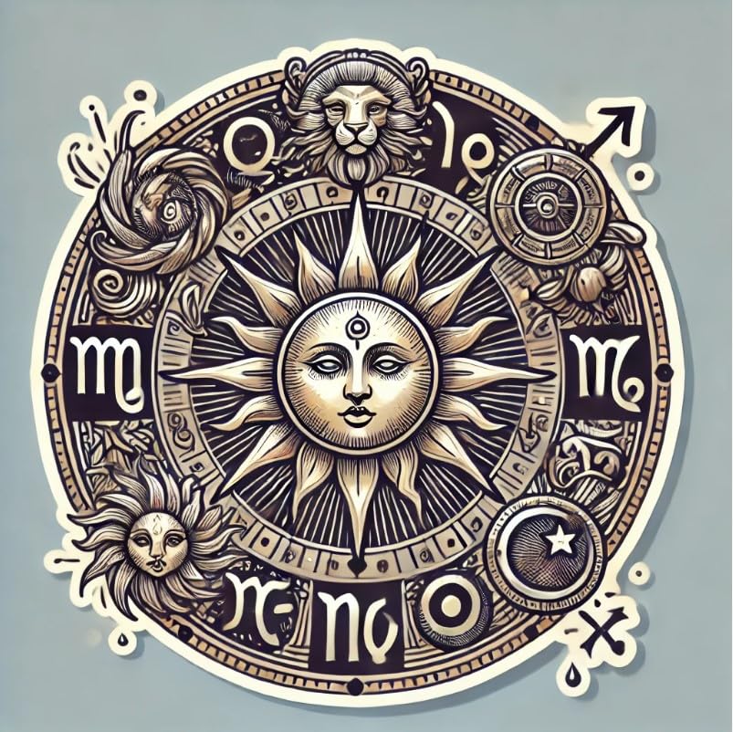 Vinyl sticker: Zodiac Sun Sticker Decal for Car, Laptop, Window, Wall, Bumper, Waterproof Vinyl Astrological Decor (6)