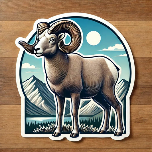 Vinyl sticker: Realistic Bighorn Sheep Sticker for Window, Laptop, Car, Window, Bumper, Waterproof Decal, Auto, Truck, Water Bottle