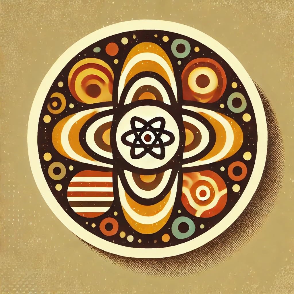 Vinyl sticker: Vintage 70s Atomic Symbol Decal for Laptop, Wall, Car, Window, Bumper – Psychedelic Patterns Sticker, Waterproof for Truck, Auto, Water Bottle