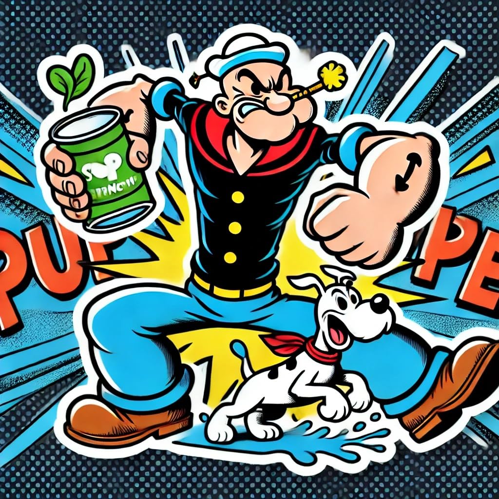 Vinyl sticker: Popeye and Tintin Action Pose Laptop Wall Car Window Bumper Sticker Decal Waterproof Auto Water Bottle (4)
