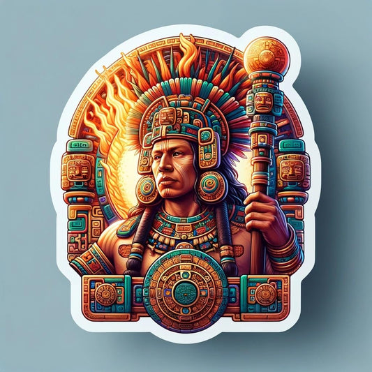 Vinyl sticker: Realistic Kinich Ahau Mayan God Sticker for Car, Laptop, Window, Wall, Bumper, Waterproof Decal, Mythological Design