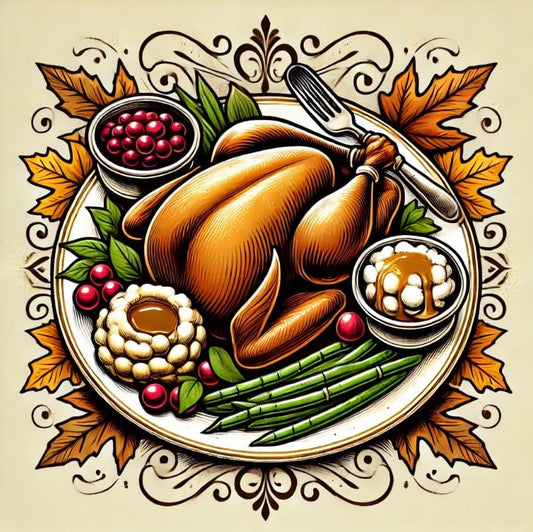 Vinyl sticker: Thanksgiving Day Traditional Turkey Dinner Sticker for Laptop, Wall, Car, Window, Bumper Decal – Classic Feast Design for Truck, Waterproof and Auto Use, Ideal for Water Bottles and More