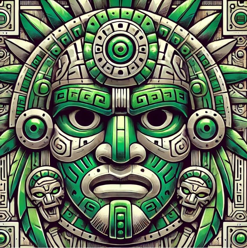 Vinyl sticker: Mayan Aztec Mask Vinyl Sticker for Laptop, Wall, Car, Window, Bumper, Waterproof Decal for Truck, Auto, Water Bottle. Variation 7 (6)