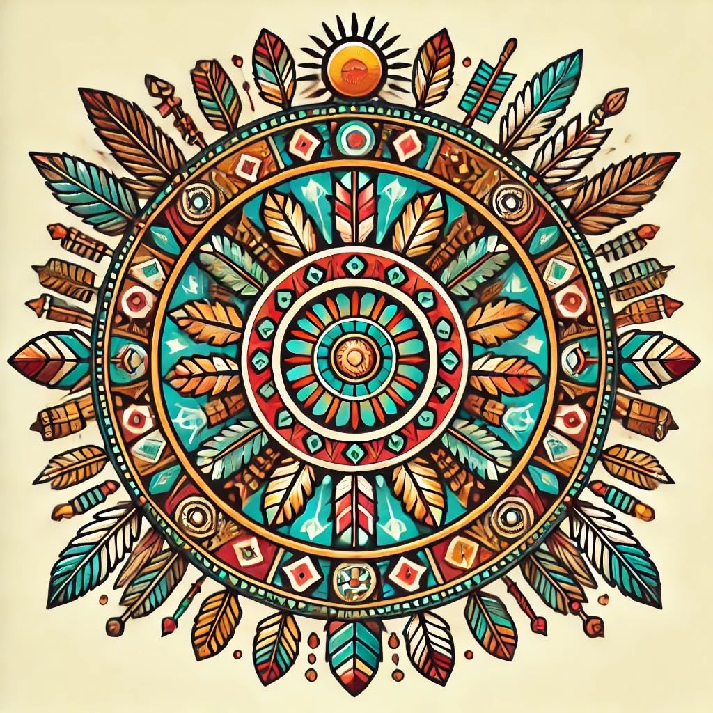 Vinyl sticker: Detailed Waterproof Vinyl Sticker Decal for Laptop, Wall, Car, Window, Bumper, and Water Bottle with Native American Mandala Art