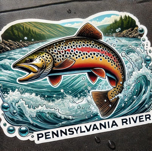 Vinyl sticker: Brook Trout Rapids Jump Vinyl Sticker for Laptop, Wall, Car, Window, Bumper, Decal, Truck, Waterproof, Auto, Water Bottle (6)