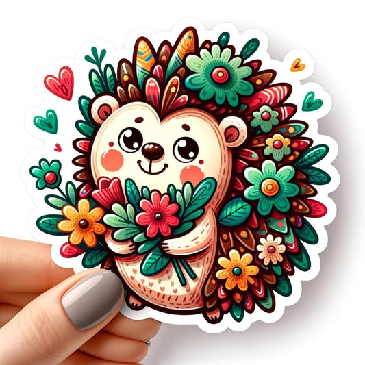Vinyl sticker: Cartoon Hedgehog Sticker Decal - Fun Design for Laptop, Wall, Car, Window, Bumper, Truck, Waterproof, Auto, Water Bottle