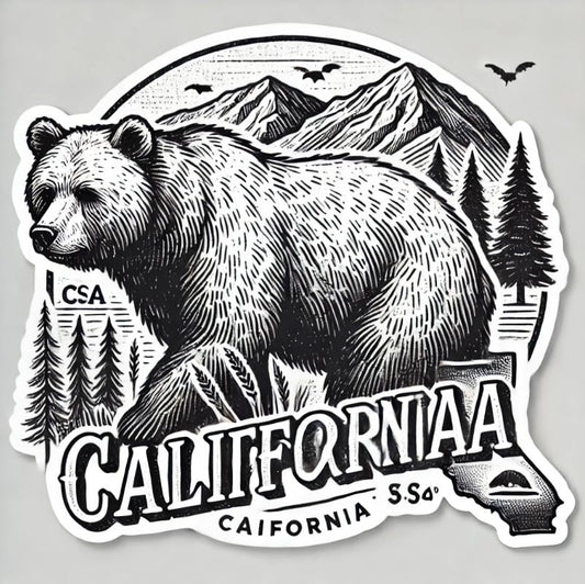 Vinyl sticker: California Grizzly Bear Sketch Laptop Wall Car Window Bumper Sticker Decal Truck Waterproof Auto Water Bottle