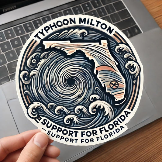 Vinyl sticker: Typhoon Milton Support for Florida Sticker Decal for Laptop, Wall, Car, Window, Bumper, Waterproof Vinyl Truck Auto Water Bottle Design (4)