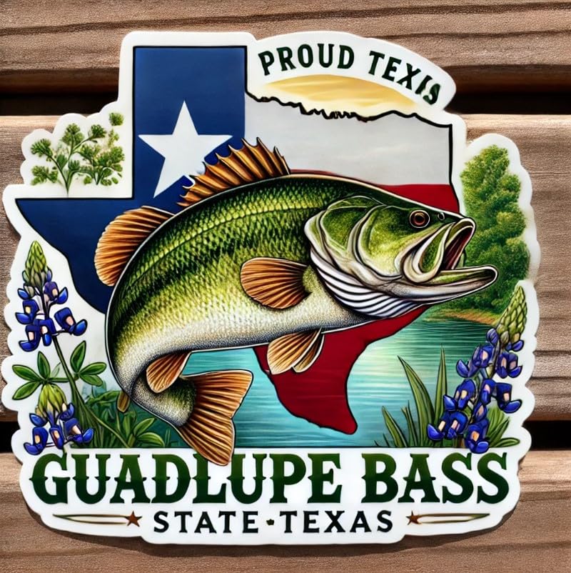 Vinyl sticker: Glossy Guadalupe Bass Sticker for Laptop, Wall, Car, Window, Bumper, Waterproof Decal for Trucks and Water Bottles