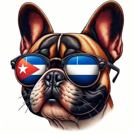 Vinyl sticker: Sticker French Bulldog Glasses Flag Star Cuba Patriotic Dog Vinyl Decal American Flag & Cute Dogs in Glasses USA Pride Canine Waterproof Décor for Laptops Water Bottles Indoor/Outdoor Dog Decals