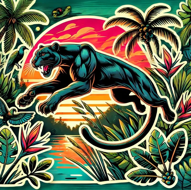 Vinyl sticker: Florida Panther Sticker - Dynamic and Vibrant Wildlife Decal for Laptop, Car, Window, Bumper, and Water Bottle