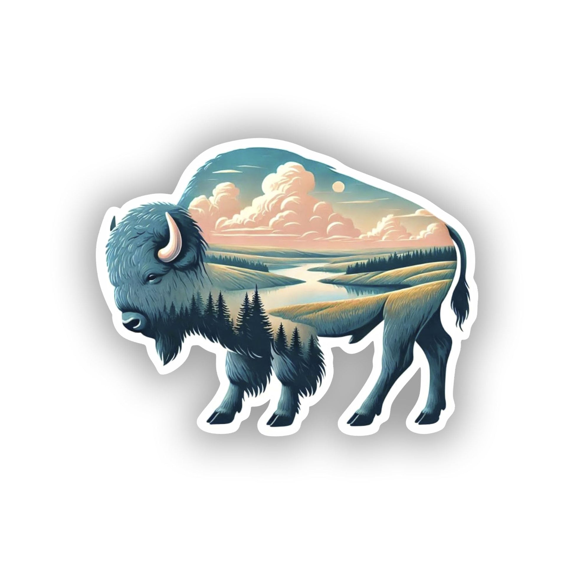 Vinyl sticker: Surreal Bison Wall Sticker for Car, Laptop, Window, Bumper, Waterproof Vinyl Decal for Trucks, Auto, Water Bottles (6)