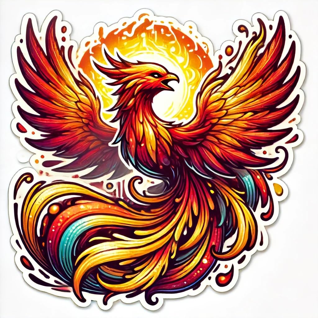 Vinyl sticker: Phoenix Mythical Bird of Rebirth and Renewal Sticker Decal for Laptop, Wall, Car, Window, Bumper, Truck, Waterproof Auto, Water Bottle (4)