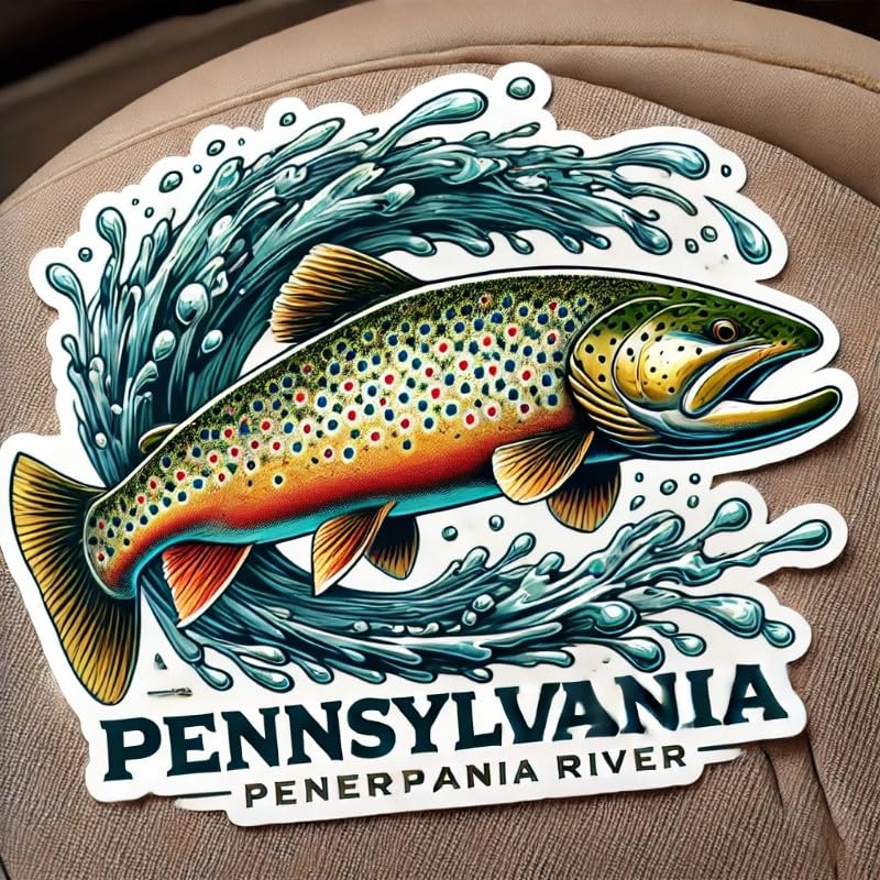 Vinyl sticker: Brook Trout River Currents Vinyl Sticker for Laptop, Wall, Car, Window, Bumper, Decal, Truck, Waterproof, Auto, Water Bottle (6)