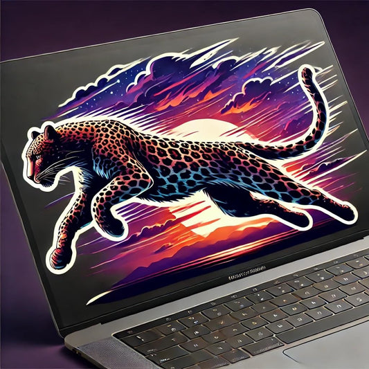 Vinyl sticker: Running Leopard at Twilight Sticker for Laptop, Wall, Car, Window, Bumper, Decal, Waterproof Truck Vinyl for Auto and Water Bottle (4)