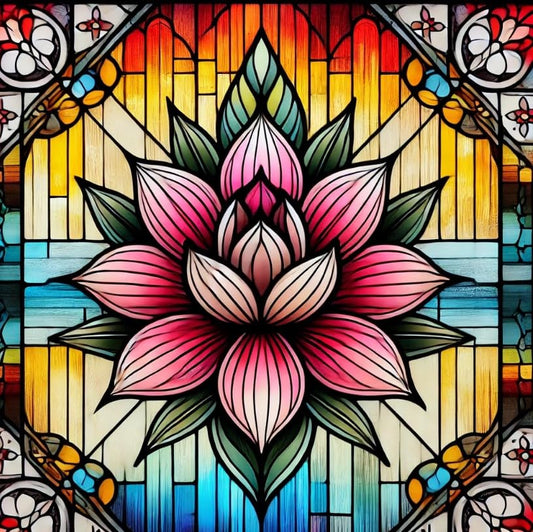 Vinyl sticker: Stained Glass Yucca Flower Sticker for Laptop Car Window Wall Bumper Truck Auto Water Bottle – Vibrant New Mexico Floral Vinyl Decal Waterproof Design