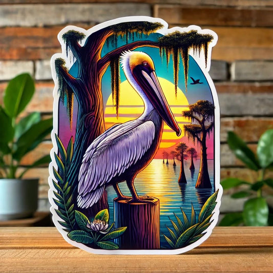 Vinyl sticker: Colorful American Pelican Waterproof Sticker for Laptop, Wall, Car, Window, Bumper, Decal, Truck, Auto, Water Bottle – Vibrant Wildlife Art (6)