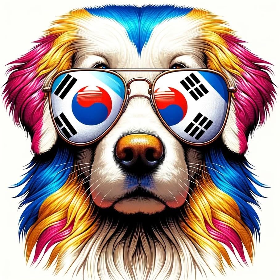 Vinyl sticker: Sticker Golden Retriever Glasses Flag Korean Patriotic Dog Vinyl Decal American Flag & Cute Dogs in Glasses USA Pride Canine Waterproof Décor for Laptops Water Bottles National Flag