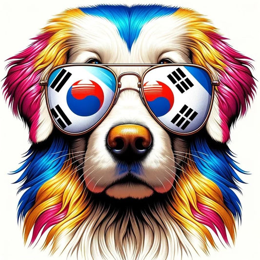 Vinyl sticker: Sticker Golden Retriever Glasses Flag Korean Patriotic Dog Vinyl Decal American Flag & Cute Dogs in Glasses USA Pride Canine Waterproof Décor for Laptops Water Bottles National Flag