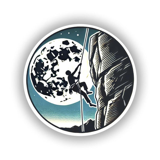 Vinyl sticker: Top Rope Moon Climbing Sticker for Laptop, Wall, Car, Window, Bumper, Decal, Truck, Auto, Water Bottle – Bold Moonlight Adventure Design (4)