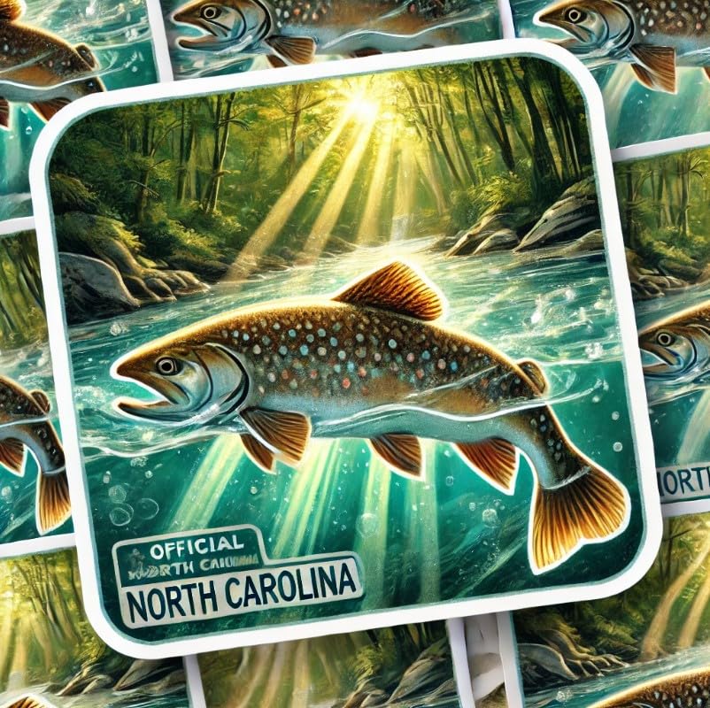 Vinyl sticker: Sunlit Stream Southern Appalachian Brook Trout Laptop Wall Car Window Bumper Sticker Decal Truck Waterproof Auto Water Bottle