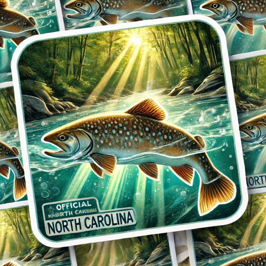 Vinyl sticker: Sunlit Stream Southern Appalachian Brook Trout Laptop Wall Car Window Bumper Sticker Decal Truck Waterproof Auto Water Bottle