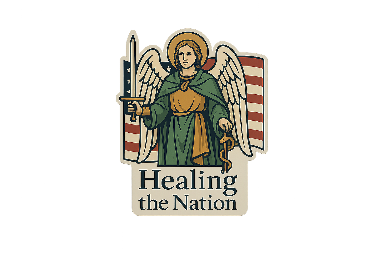 USA Archangel Raphael Sticker Decal Vinyl Laptop Car Window Bumper AUTO Water Bottle Helmets Waterproof