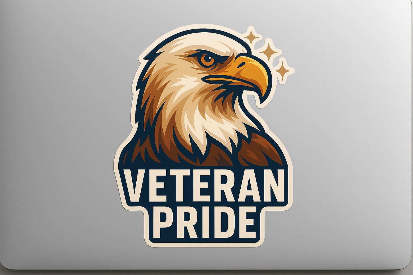 Veteran Pride Bald Eagle Sticker Decal Vinyl Laptop Car Window Bumper AUTO Water Bottle Helmets Waterproof USA