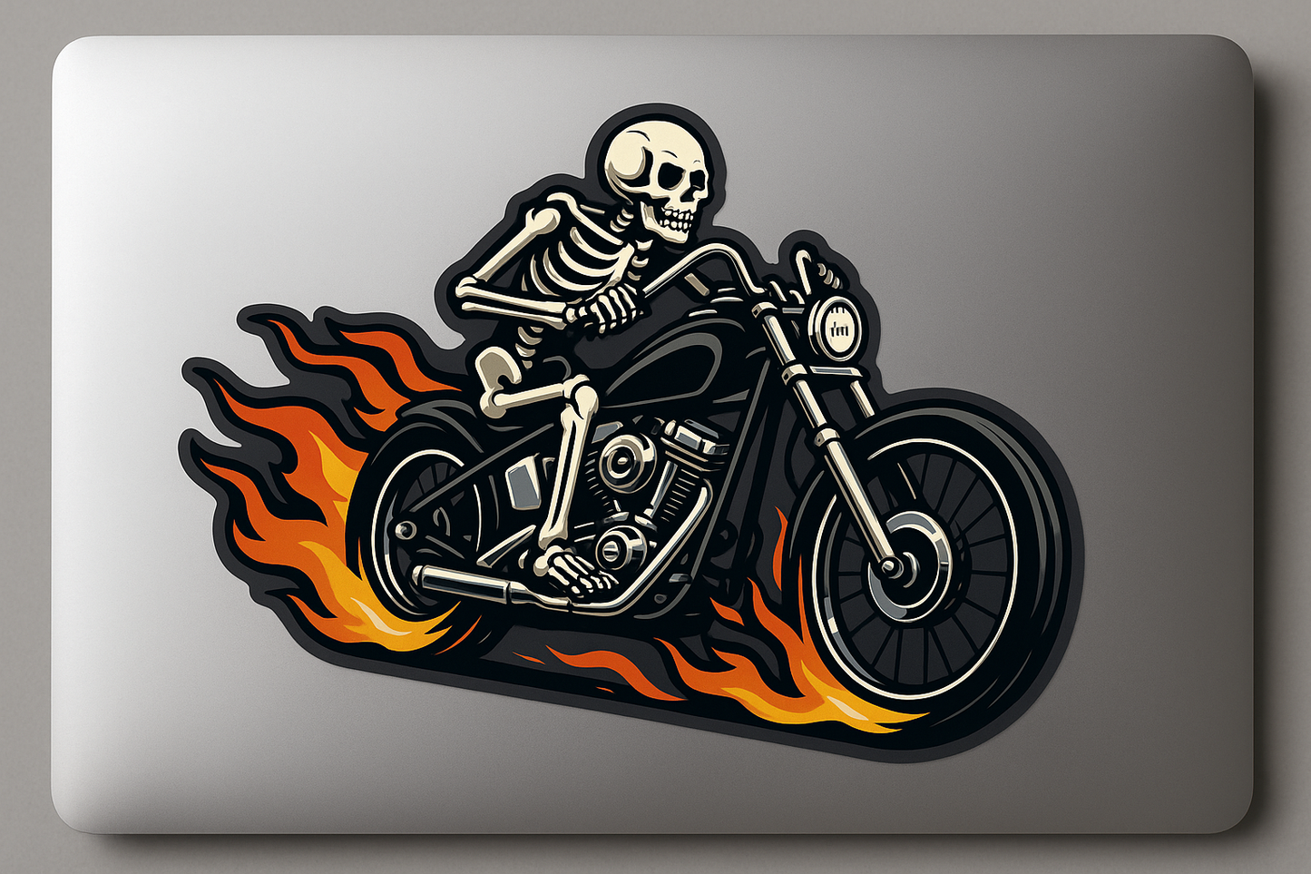 Skeleton Hell Rider Sticker Decal Vinyl Laptop Car Window Bumper AUTO Water Bottle Helmets Waterproof Flames