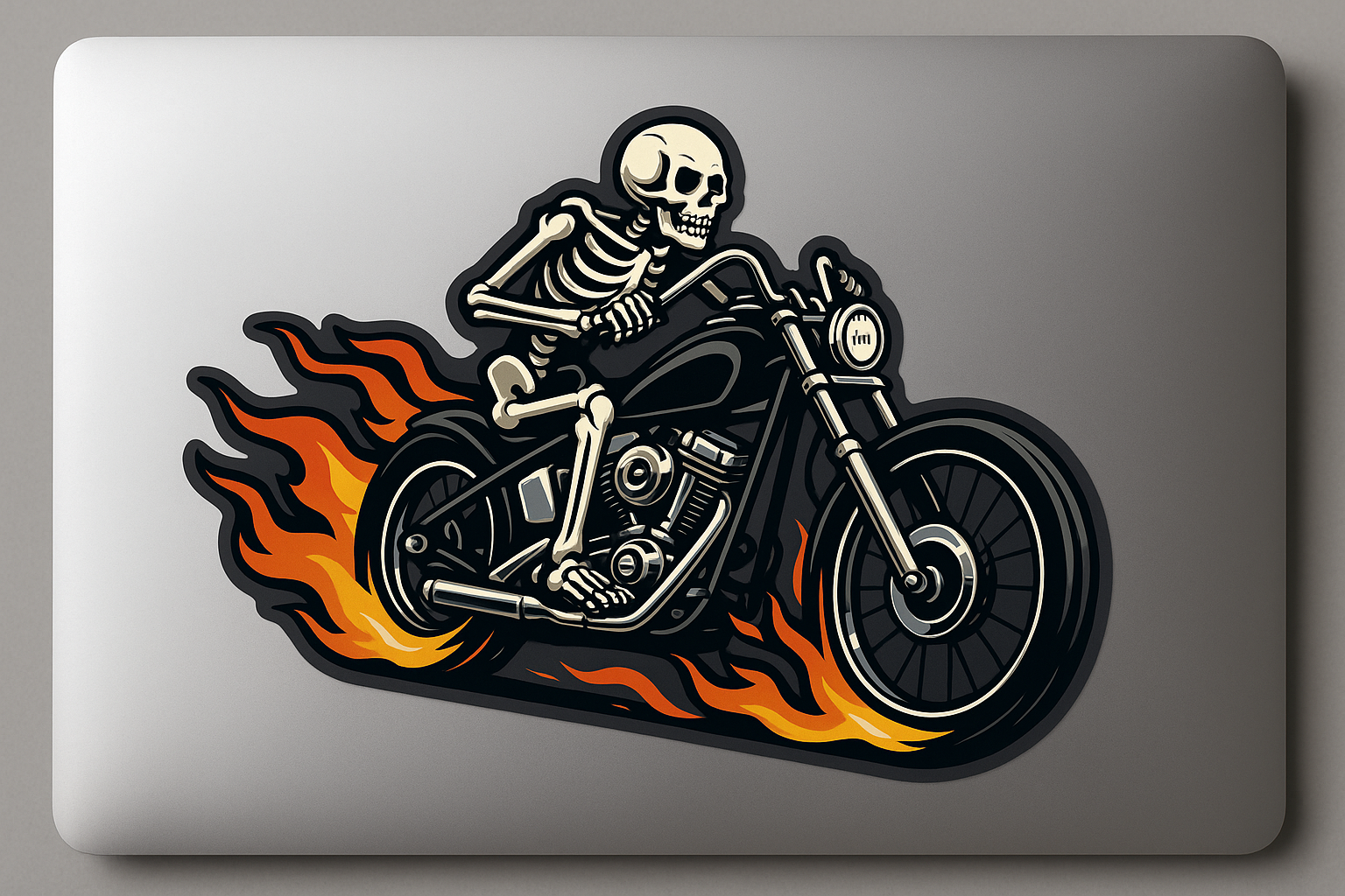 Skeleton Hell Rider Sticker Decal Vinyl Laptop Car Window Bumper AUTO Water Bottle Helmets Waterproof Flames