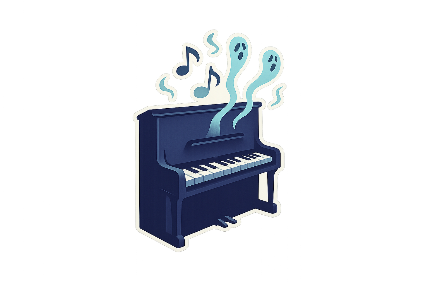 HP Haunted Piano Sticker Decal Vinyl Laptop Car Window Bumper AUTO Water Bottle Helmets Waterproof Ghostly Notes
