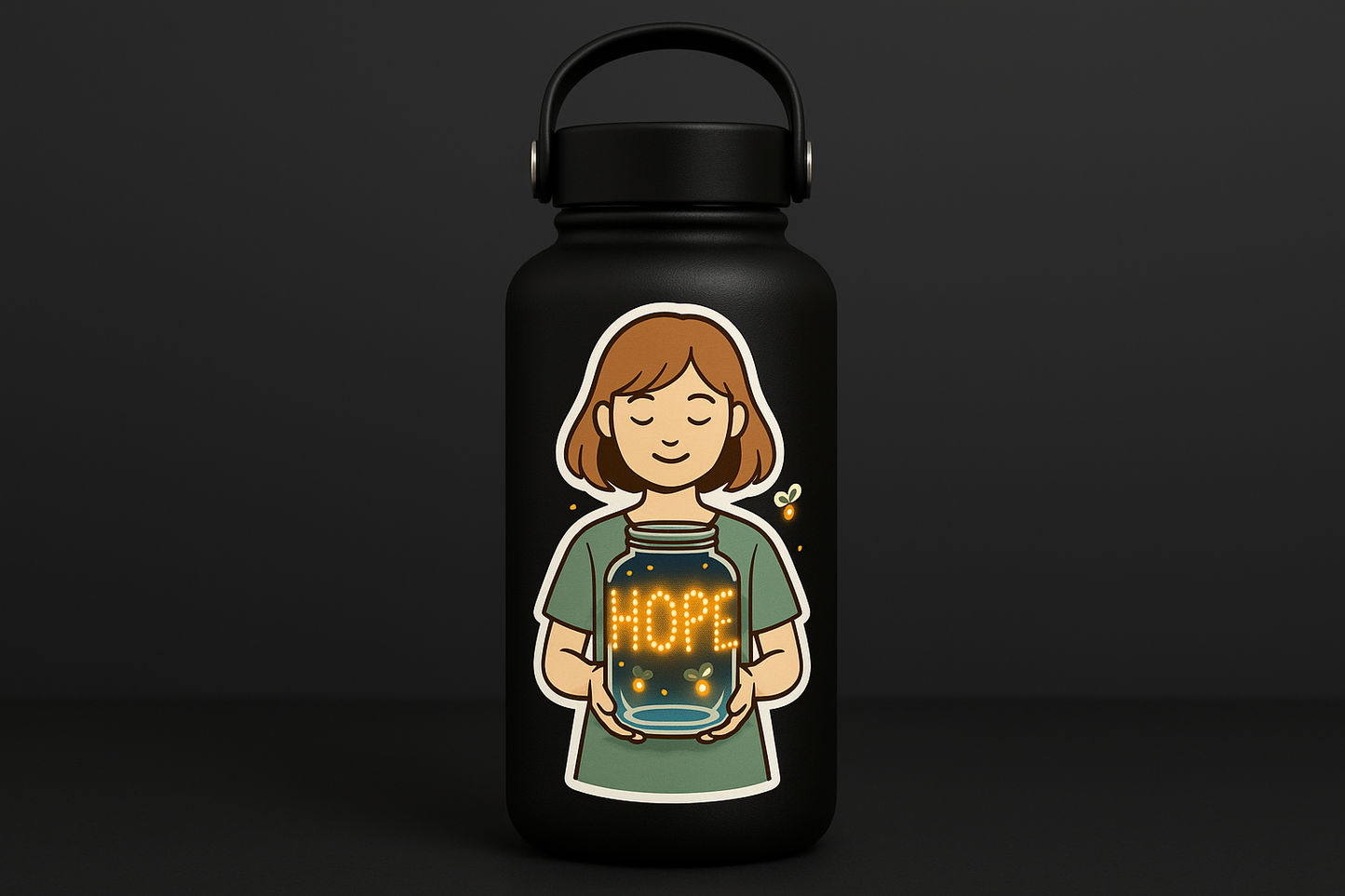 Girl Fireflies Sticker Decal Vinyl Laptop Car Window Bumper AUTO Bottle Water Bottle Helmets Waterproof Hope