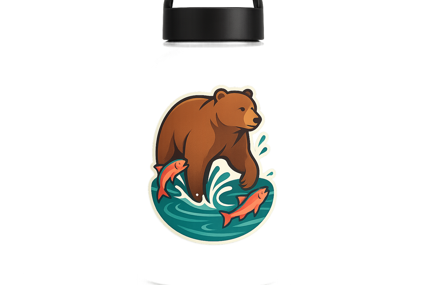Bear Salmon Sticker Decal Vinyl Laptop Car Window Bumper AUTO Water Bottle Helmets Waterproof Nature Wildlife