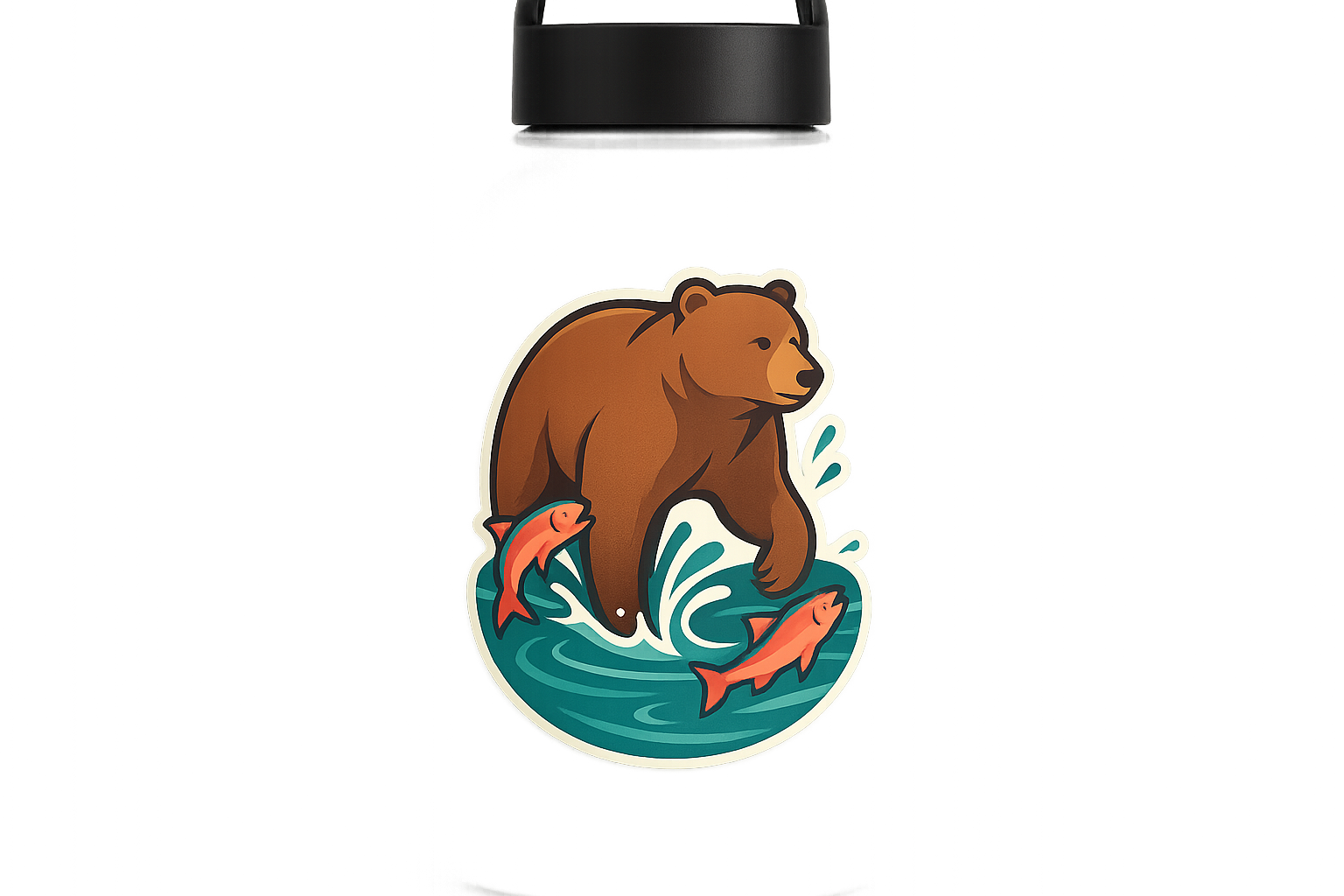 Bear Salmon Sticker Decal Vinyl Laptop Car Window Bumper AUTO Water Bottle Helmets Waterproof Nature Wildlife