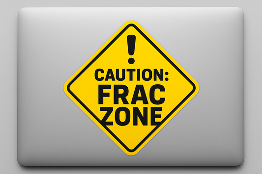 Warning Sign CAUTION FRAC ZONE Sticker Decal Vinyl Laptop Car Window Bumper Truck AUTO Bottle Water Bottle Helmets Waterproof