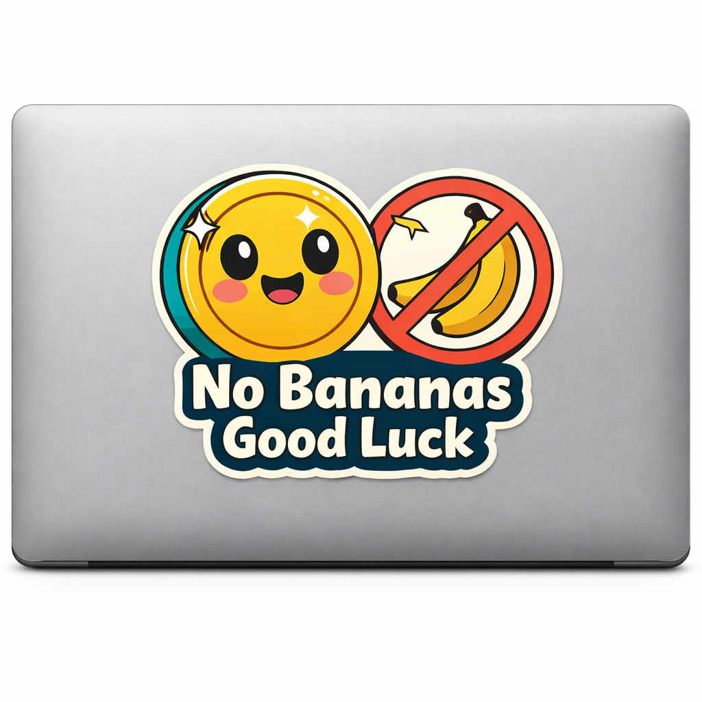 No Bananas Good Luck Sticker Decal Vinyl Laptop Car Window Bumper AUTO Bottle Water Bottle Helmets Waterproof Bright Colors