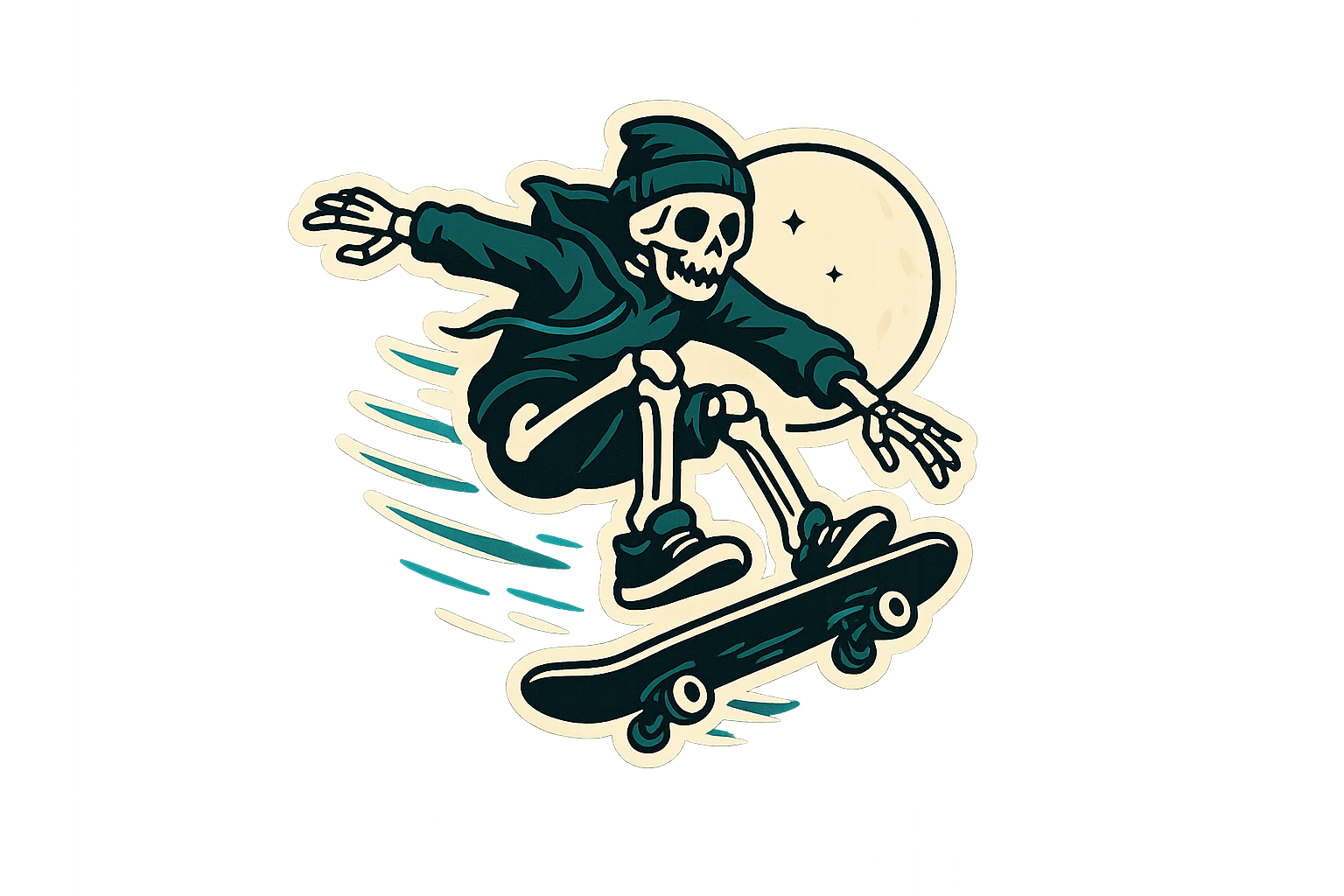 Skeleton Skateboard Sticker Decal Vinyl Laptop Car Window Bumper AUTO Water Bottle Helmets Waterproof