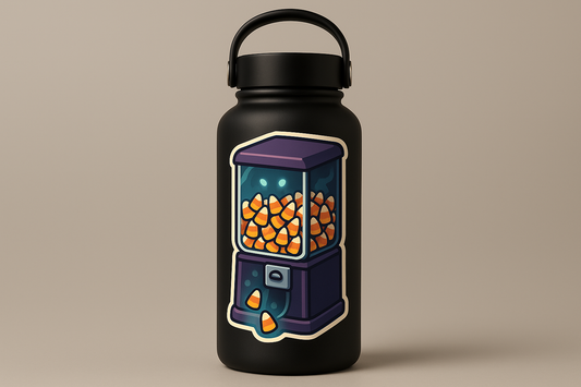 Sticker Decal Vinyl Laptop Car Window Bumper AUTO Bottle Water Bottle Helmets Waterproof Haunted Candy Corn Vending Machine