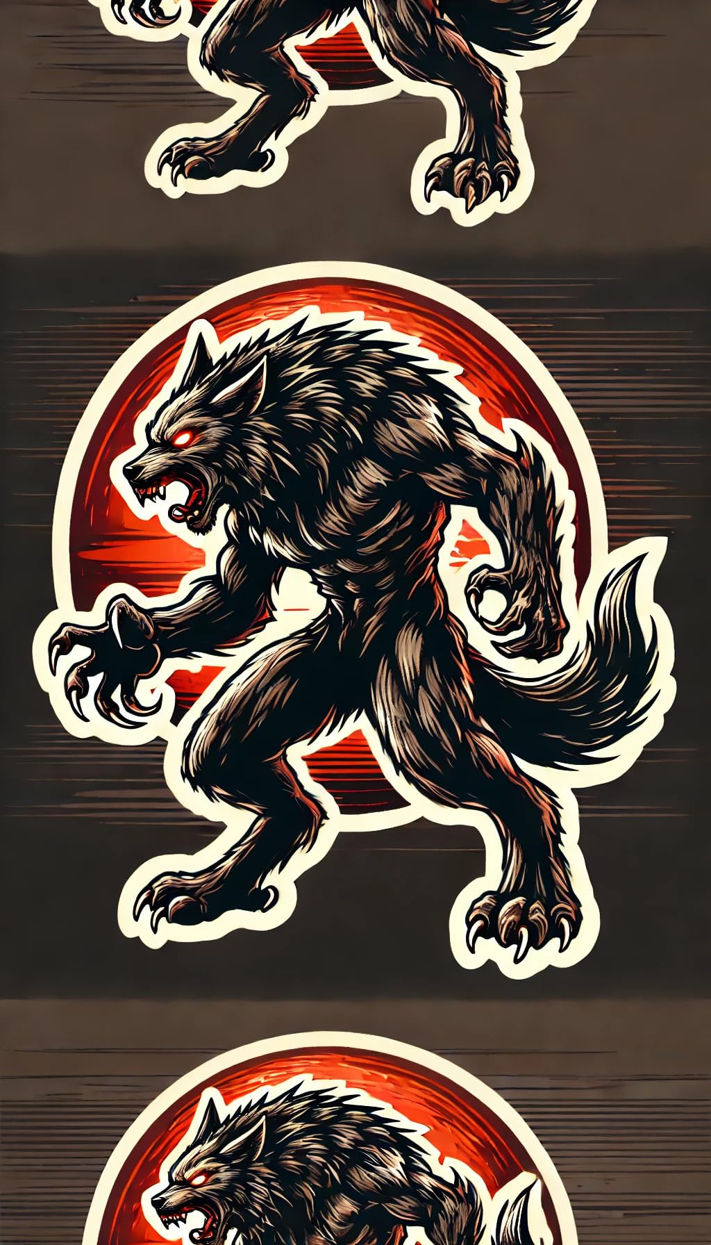 Vinyl sticker: Silhouette Frightening Werewolf Sticker for Laptop, Wall, Car, Window, Bumper, Truck - Waterproof Vinyl Decal with Fierce Design and Glowing Eyes (6)
