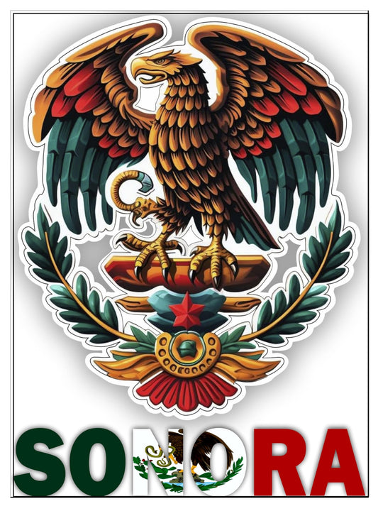 Vinyl sticker: Sticker Pride Eagle Sonora Son State Mexico Patriotic Vinyl Decal Waterproof Letters Estado Aguila Mexican Flag Design Perfect for Car Truck Bumper Laptop (Sonora, 5 inch)