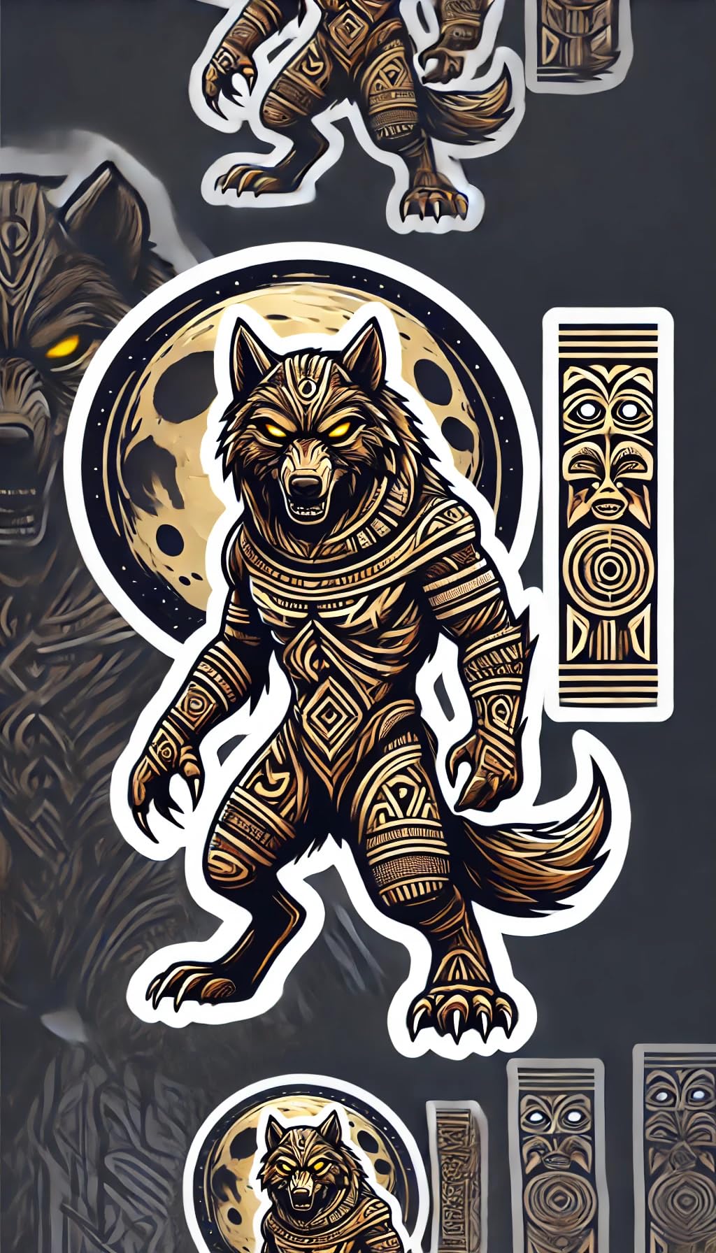 Vinyl sticker: Tribal Werewolf Sticker for Laptop, Wall, Car, Window, Bumper, Truck - Mystical Design with Intricate Tribal Markings (4)