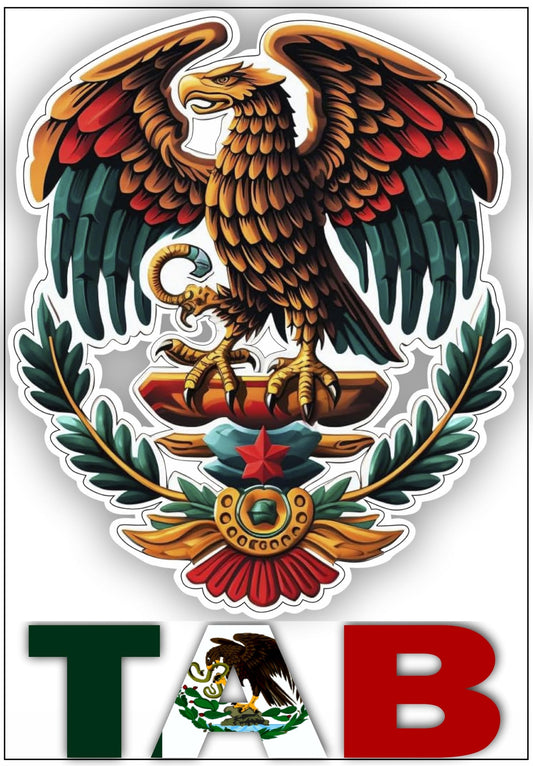 Vinyl sticker: Sticker Pride Eagle Tabasco TAB State Mexico Patriotic Vinyl Decal Waterproof Letters Estado Aguila Mexican Flag Design for Car Truck Bumper Laptop (Tabasco, 5 inch)
