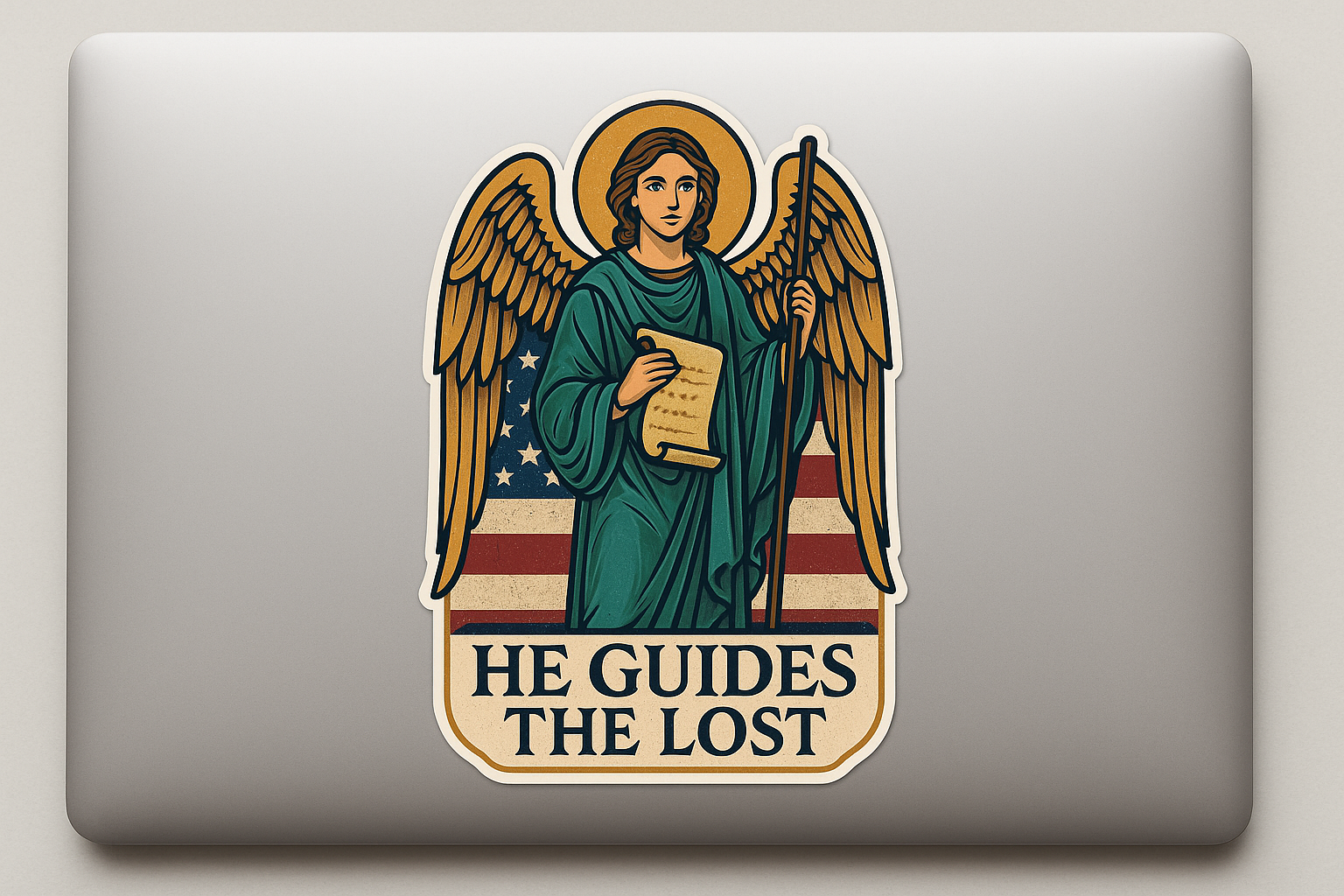 Archangel Raphael American Flag Sticker Decal Vinyl Laptop Car Window Bumper AUTO Water Bottle Helmets Waterproof